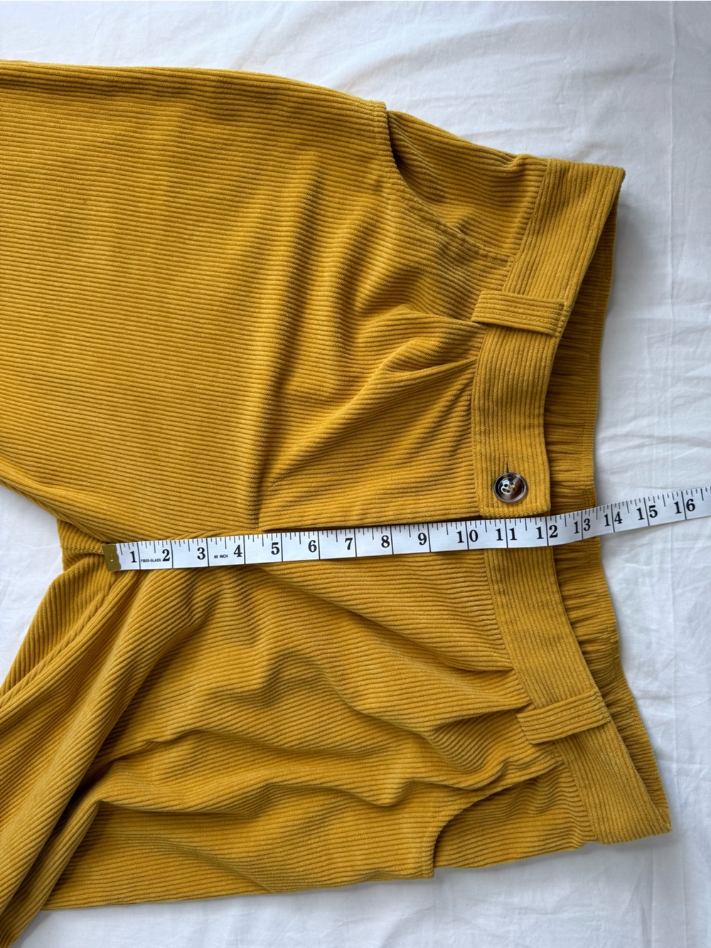 Halara Mustard Yellow Corduroy Wide Leg Pants XL Mid Rise Pleated Stretch Casual - Picture 11 of 12